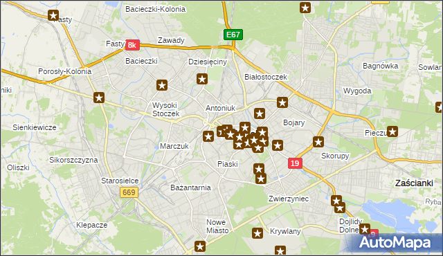mapa Białegostoku, Białystok na mapie Targeo