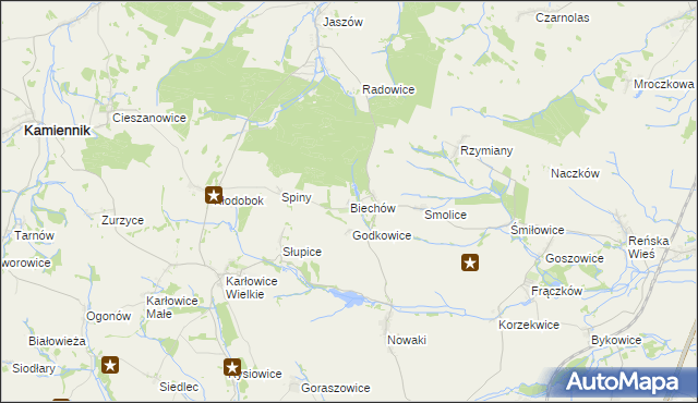 mapa Biechów gmina Pakosławice, Biechów gmina Pakosławice na mapie Targeo