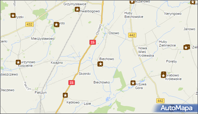 mapa Biechowo gmina Miłosław, Biechowo gmina Miłosław na mapie Targeo