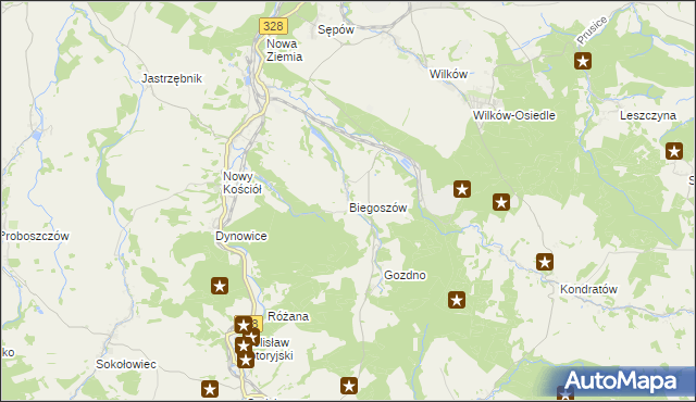 mapa Biegoszów, Biegoszów na mapie Targeo