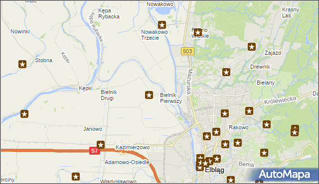 mapa Bielnik Pierwszy, Bielnik Pierwszy na mapie Targeo