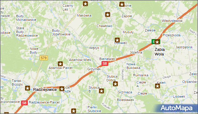mapa Bieniewiec, Bieniewiec na mapie Targeo