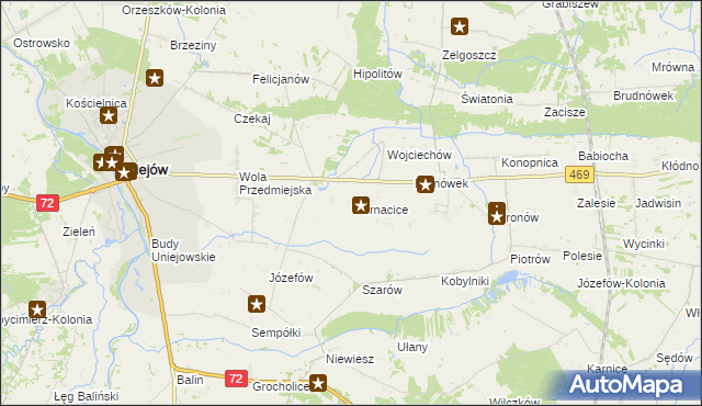 mapa Biernacice gmina Wartkowice, Biernacice gmina Wartkowice na mapie Targeo
