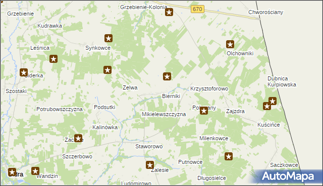 mapa Bierniki, Bierniki na mapie Targeo