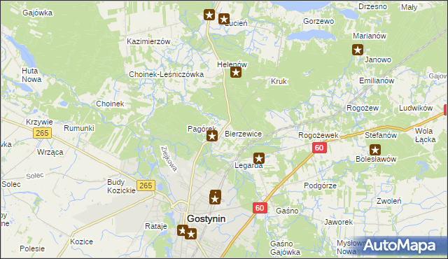 mapa Bierzewice, Bierzewice na mapie Targeo