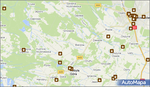 mapa Bierzów gmina Kobyla Góra, Bierzów gmina Kobyla Góra na mapie Targeo