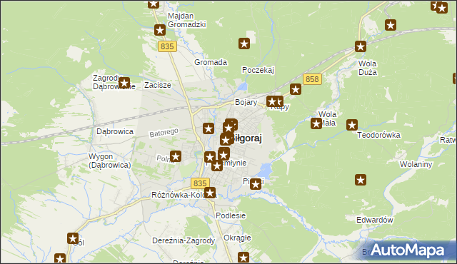 mapa Biłgoraj, Biłgoraj na mapie Targeo