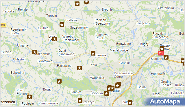 mapa Binarowa, Binarowa na mapie Targeo