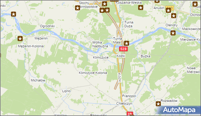 mapa Binduga gmina Sarnaki, Binduga gmina Sarnaki na mapie Targeo