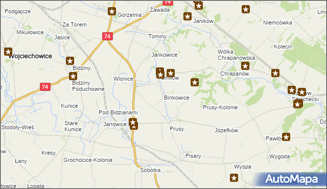 mapa Binkowice, Binkowice na mapie Targeo