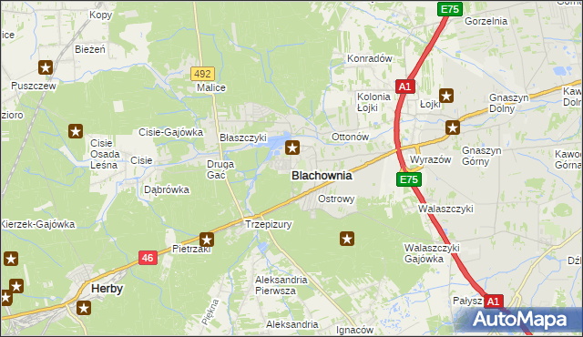 mapa Blachownia, Blachownia na mapie Targeo