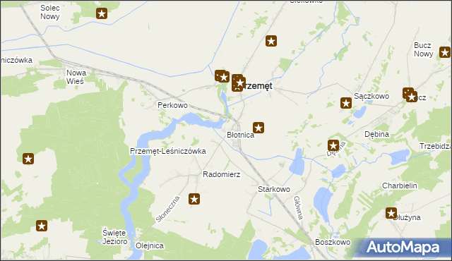 mapa Błotnica gmina Przemęt, Błotnica gmina Przemęt na mapie Targeo