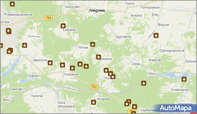 mapa Bobolice gmina Niegowa, Bobolice gmina Niegowa na mapie Targeo