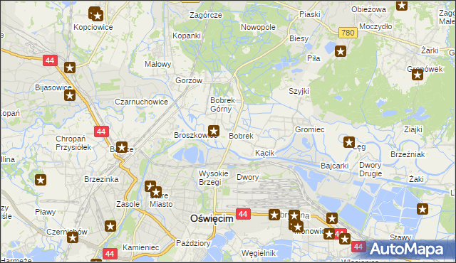 mapa Bobrek gmina Chełmek, Bobrek gmina Chełmek na mapie Targeo