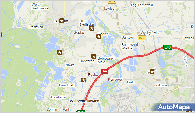 mapa Bobrowniki Małe, Bobrowniki Małe na mapie Targeo