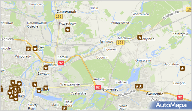 mapa Bogucin gmina Swarzędz, Bogucin gmina Swarzędz na mapie Targeo