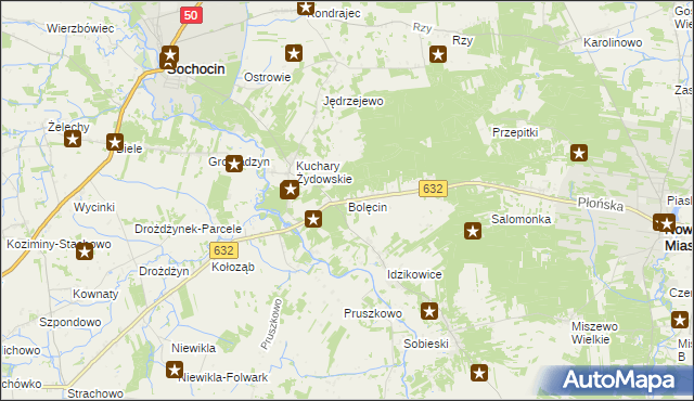 mapa Bolęcin gmina Sochocin, Bolęcin gmina Sochocin na mapie Targeo