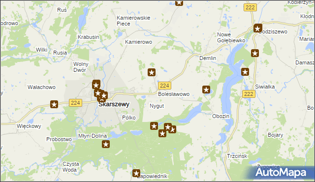 mapa Bolesławowo gmina Skarszewy, Bolesławowo gmina Skarszewy na mapie Targeo