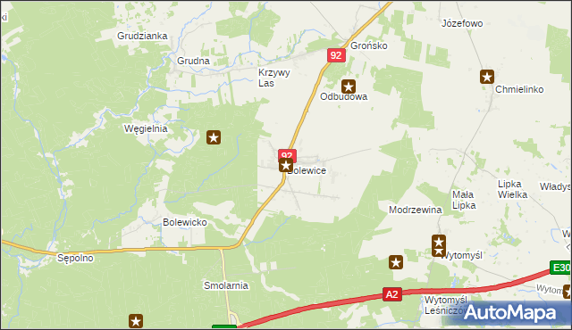 mapa Bolewice gmina Miedzichowo, Bolewice gmina Miedzichowo na mapie Targeo