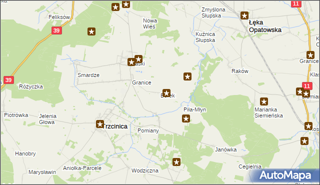mapa Borek gmina Trzcinica, Borek gmina Trzcinica na mapie Targeo