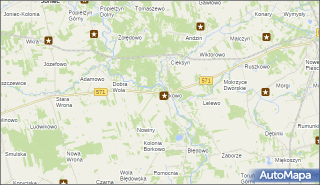 mapa Borkowo gmina Nasielsk, Borkowo gmina Nasielsk na mapie Targeo