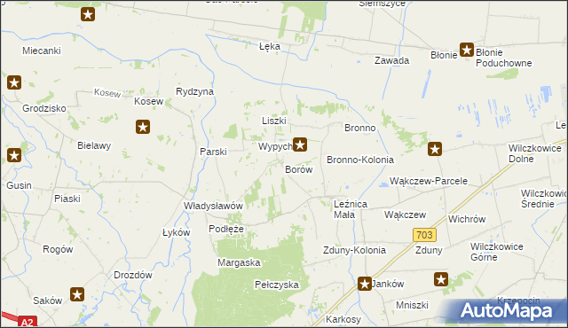 mapa Borów gmina Łęczyca, Borów gmina Łęczyca na mapie Targeo