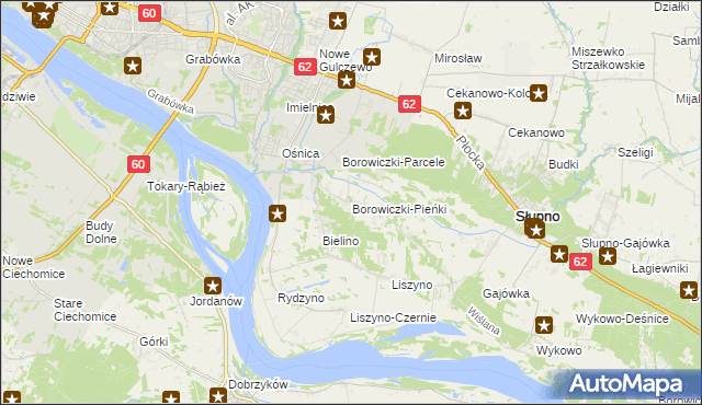 mapa Borowiczki-Pieńki, Borowiczki-Pieńki na mapie Targeo