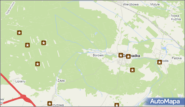 mapa Borówki gmina Gromadka, Borówki gmina Gromadka na mapie Targeo
