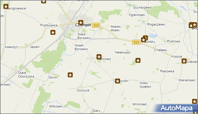 mapa Borowo gmina Czempiń, Borowo gmina Czempiń na mapie Targeo