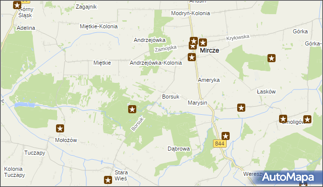 mapa Borsuk gmina Mircze, Borsuk gmina Mircze na mapie Targeo
