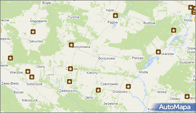 mapa Borzykowa gmina Żytno, Borzykowa gmina Żytno na mapie Targeo