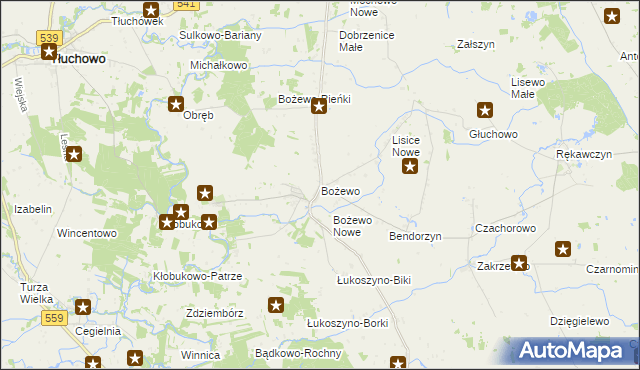 mapa Bożewo gmina Mochowo, Bożewo gmina Mochowo na mapie Targeo