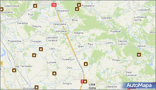 mapa Breń gmina Lisia Góra, Breń gmina Lisia Góra na mapie Targeo