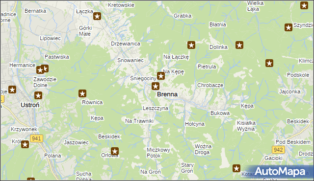 mapa Brenna, Brenna na mapie Targeo