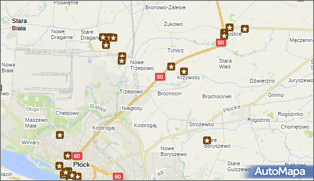 mapa Brochocin gmina Radzanowo, Brochocin gmina Radzanowo na mapie Targeo