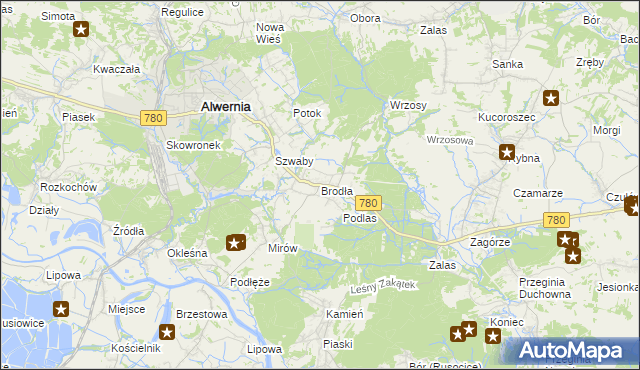 mapa Brodła, Brodła na mapie Targeo
