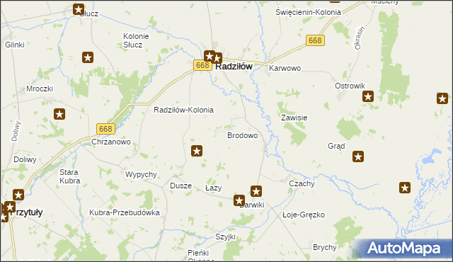 mapa Brodowo gmina Radziłów, Brodowo gmina Radziłów na mapie Targeo