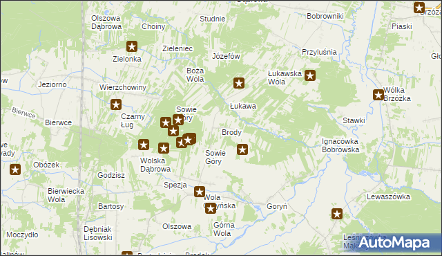 mapa Brody gmina Jastrzębia, Brody gmina Jastrzębia na mapie Targeo