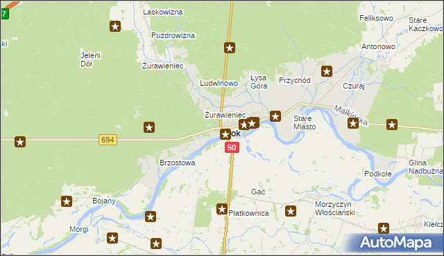 mapa Brok powiat ostrowski, Brok powiat ostrowski na mapie Targeo