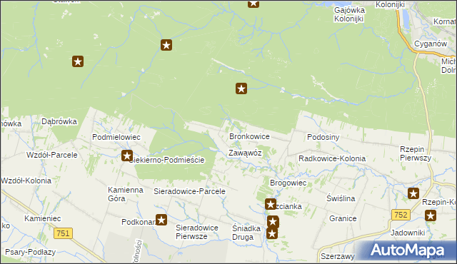 mapa Bronkowice, Bronkowice na mapie Targeo