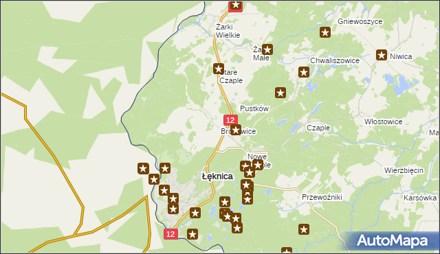 mapa Bronowice gmina Trzebiel, Bronowice gmina Trzebiel na mapie Targeo