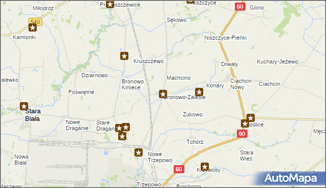 mapa Bronowo-Zalesie, Bronowo-Zalesie na mapie Targeo
