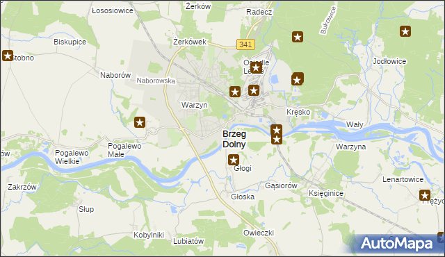 mapa Brzeg Dolny, Brzeg Dolny na mapie Targeo