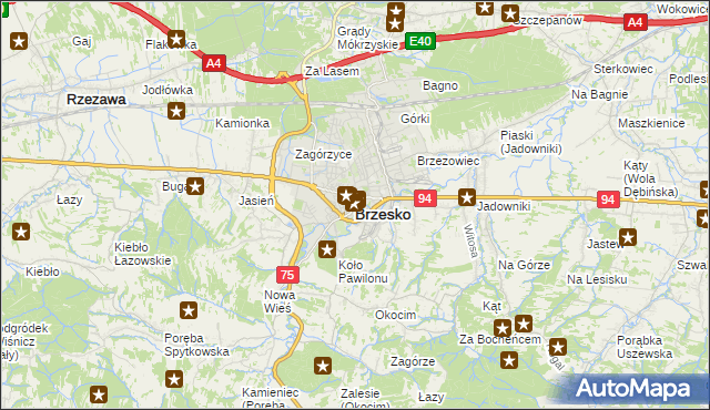 mapa Brzesko, Brzesko na mapie Targeo