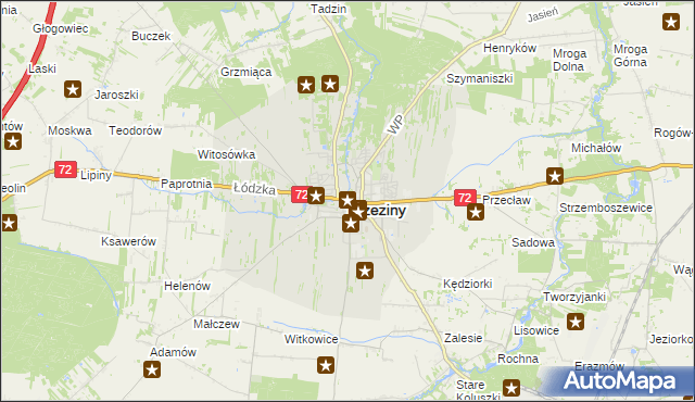 mapa Brzeziny, Brzeziny na mapie Targeo
