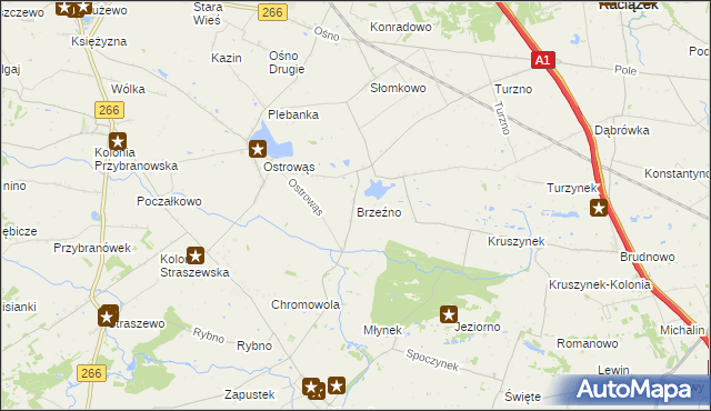mapa Brzeźno gmina Koneck, Brzeźno gmina Koneck na mapie Targeo