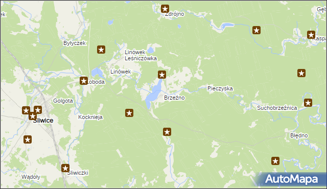 mapa Brzeźno gmina Śliwice, Brzeźno gmina Śliwice na mapie Targeo
