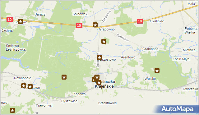 mapa Brzostowo gmina Miasteczko Krajeńskie, Brzostowo gmina Miasteczko Krajeńskie na mapie Targeo