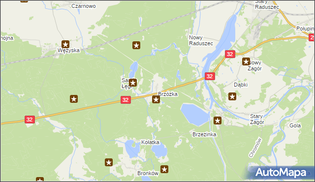 mapa Brzózka gmina Krosno Odrzańskie, Brzózka gmina Krosno Odrzańskie na mapie Targeo