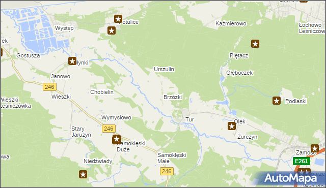 mapa Brzózki gmina Szubin, Brzózki gmina Szubin na mapie Targeo
